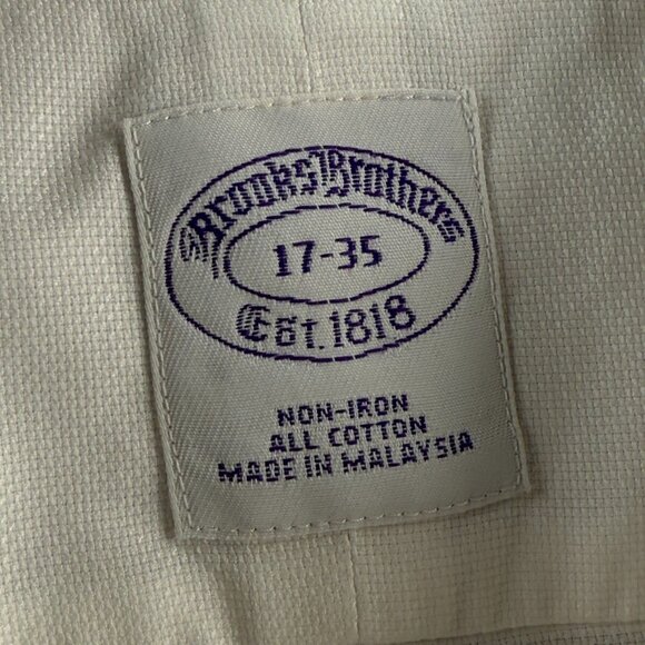 Brooks Brothers Non-Iron White 17 35 Cotton Regular Mens Button Up Shirt Adult - Picture 9 of 16